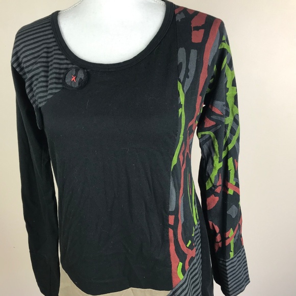 Leopards & Roses M Made in Nepal Cotton Top - Picture 2 of 4